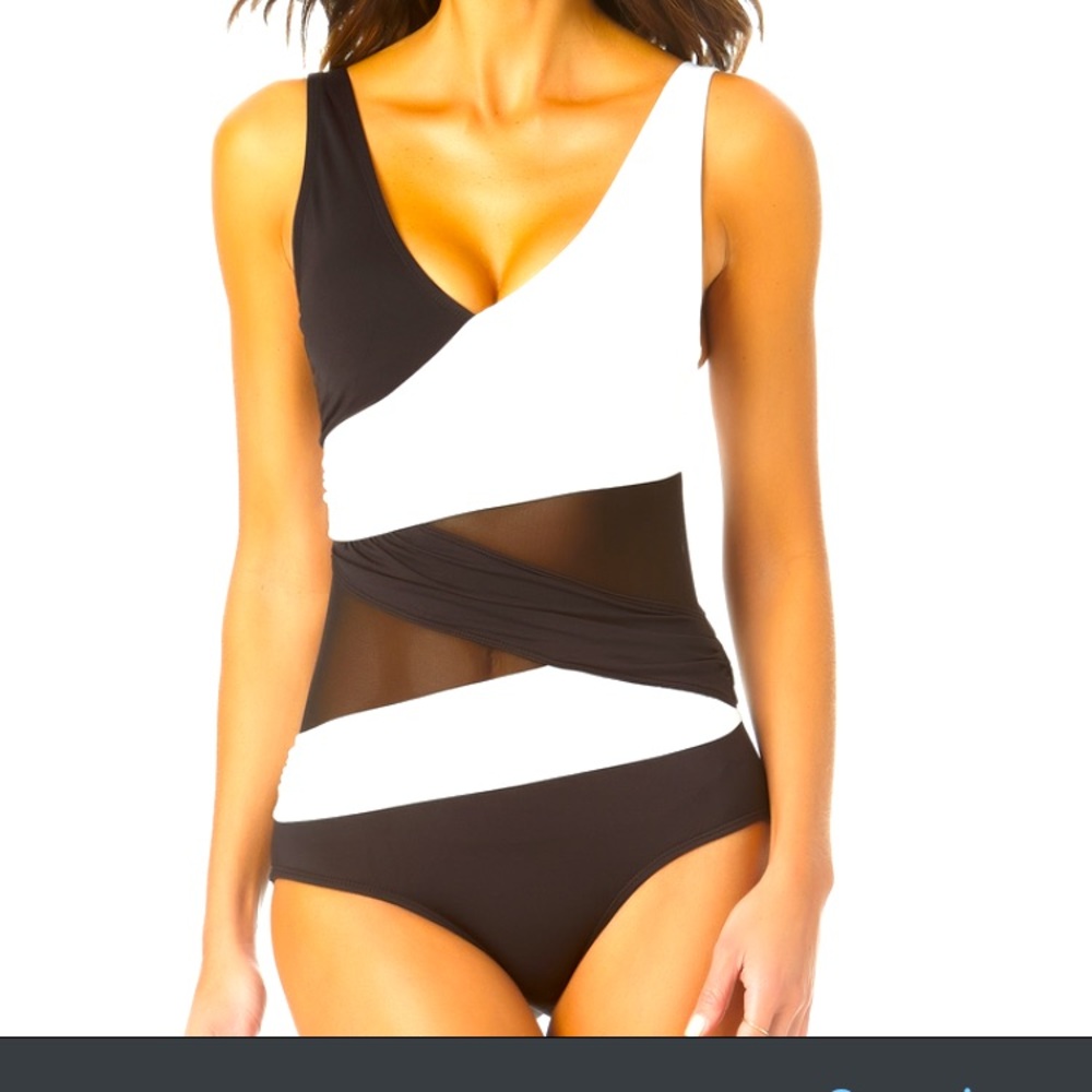 Black and White Mesh one piece swimsuit